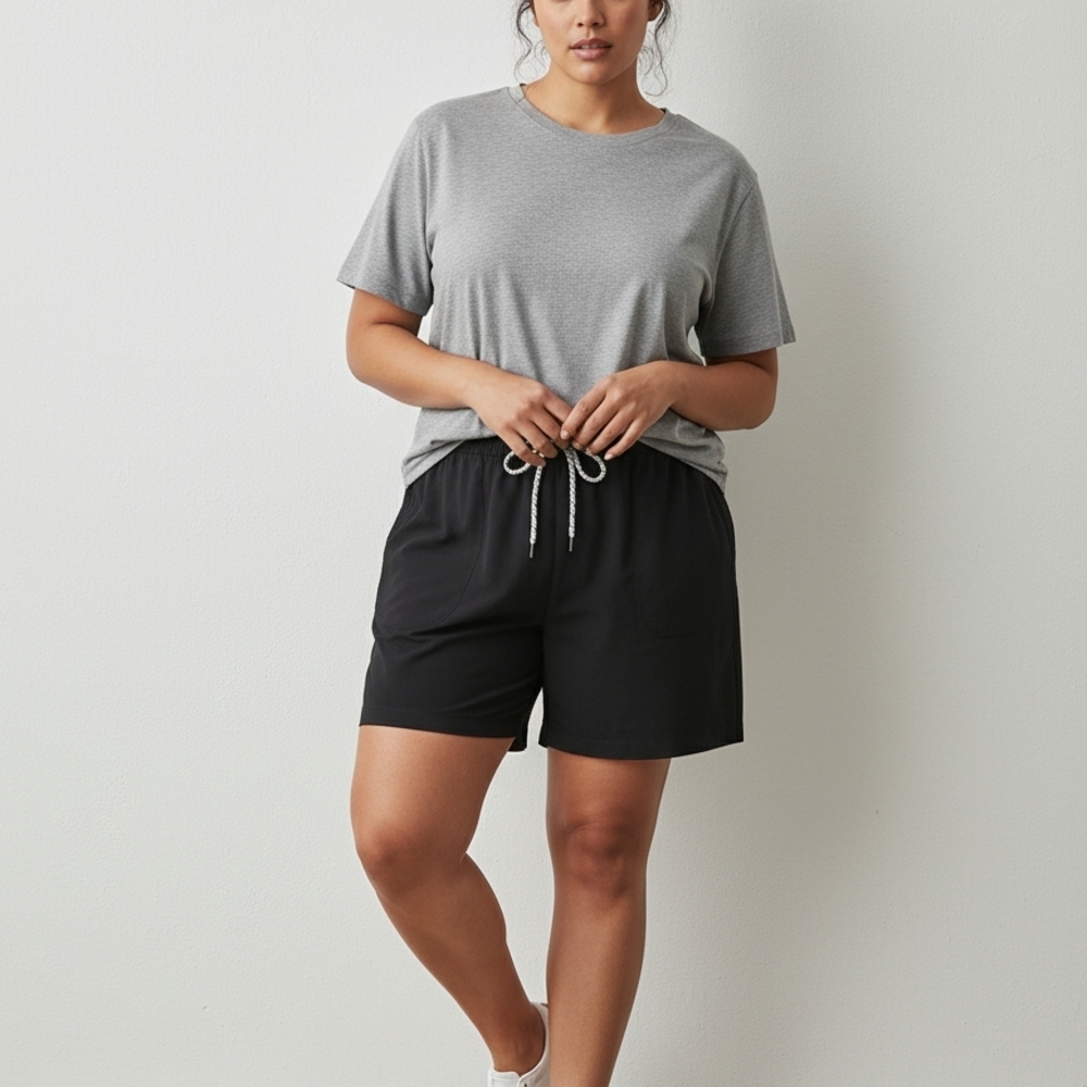 Black Athletic High Waist Shorts 4 way Stretch-tech Women's Curvy Plus size 4X
